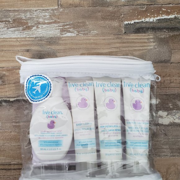 2 Travel Size Live Clean Soothing Oatmeal Relief Baby Diaper Bag Essentials Sets - Picture 2 of 2
